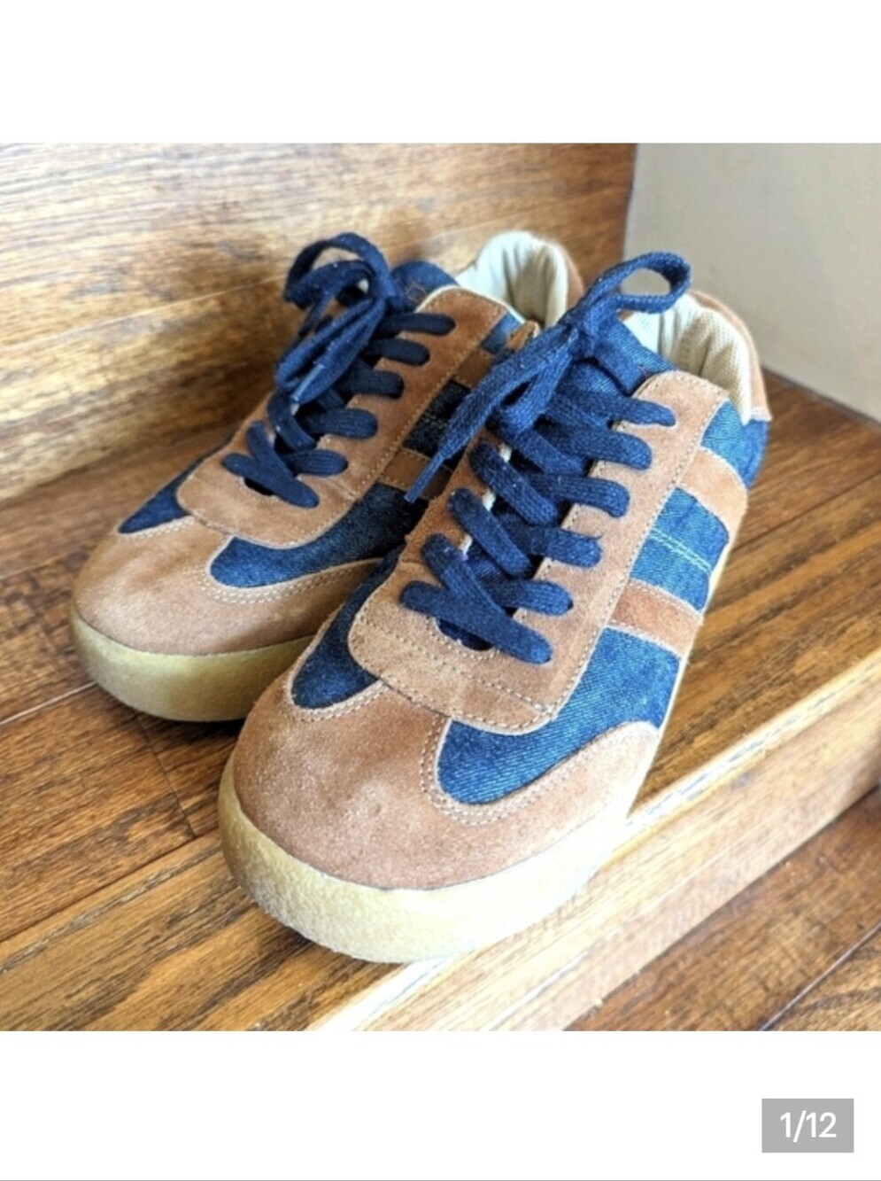 Aldo denim & tan suede Y2K vintage sneakers Euro 39 Approximately US 8